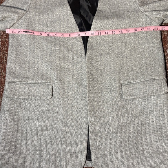 MNG Mango light Gray herringbone blazer oversize open front casual blazer small - Picture 9 of 12